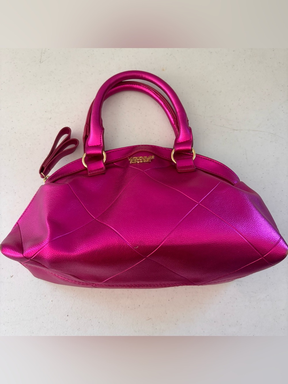 Victoria's Secret Hot Pink Metallic Dome Satchel - Picture 6 of 9